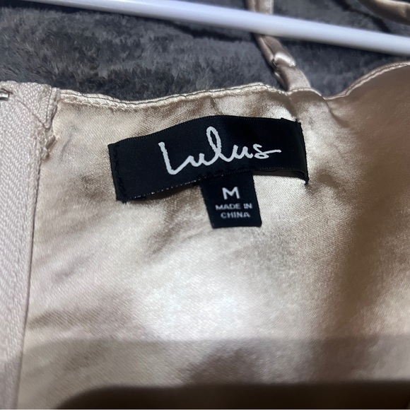 Lulus Luxe'd Out Champagne Satin Cropped Tank Top size M - Picture 6 of 9